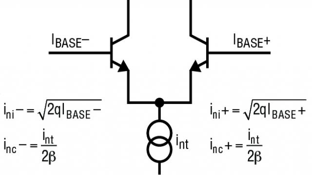 图 3:一个运放差分对中的相干和不相干噪声源
