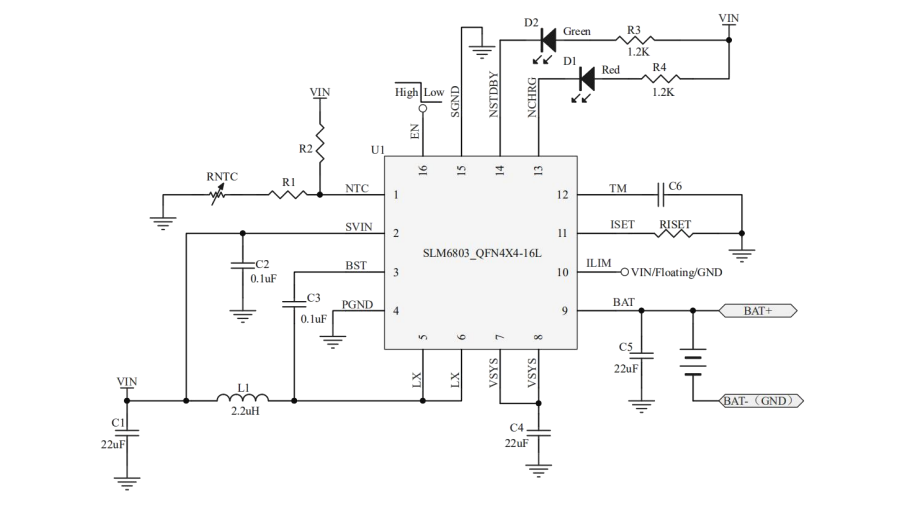 SLM6803(5V 输入三节锂电池升压充电电路)