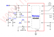 NS4860 500mA 多功能锂电池充放电管理 IC