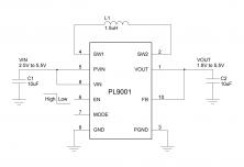 PL9001 1.0A输出、低噪声、脉宽调制 （PWM） 降压-升压DC-DC转换