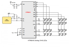 HTR6916 共阴极16x9阵列LED 驱动器